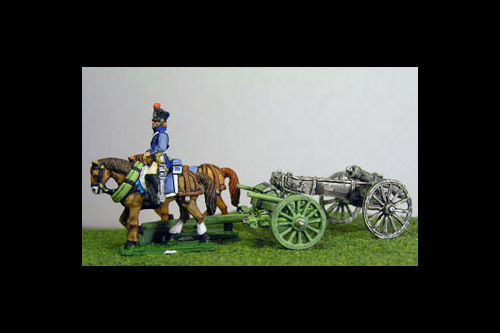 French Artillery Limber with 2 horses and 1 rider plus 1 x 6lb Gun or choose calibre