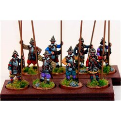 Heavy Armored pikemen, back and breastplate with tassels, standing including pikes