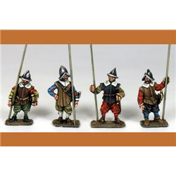 Unarmored pikemen in helmet standing including pikes