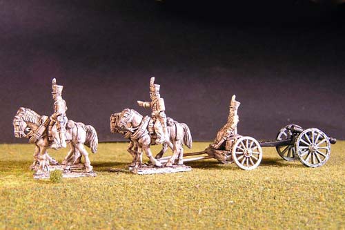 Brunswick Foot artillery Limber with 4 horses, 2 riders & 1 sitting driver & 1x 6lb Gun