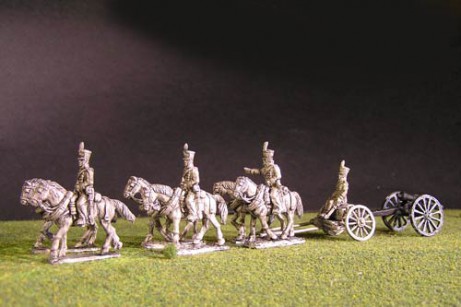 Brunswick Foot artillery Limber with 6 horses, 3 riders & 1 sitting driver & 1x 6lb Gun