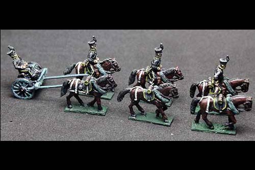 Brunswick Horse artillery Limber with 6 horses, 3 riders & 1 sitting driver