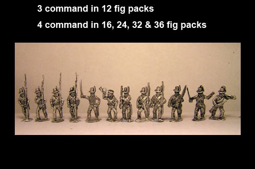 Avantguard Mix of Jagers & Light Infantry in Hats Marching x 12 figs with command