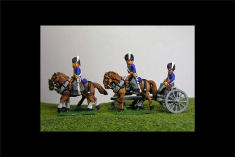 British / KGL Artillery Limber with 4 horses and 2 riders & 1 Sitting Driver