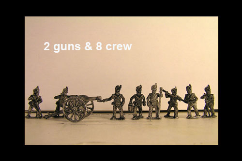 British Battery 6lb, 2 Guns & 8 foot artillery Crew