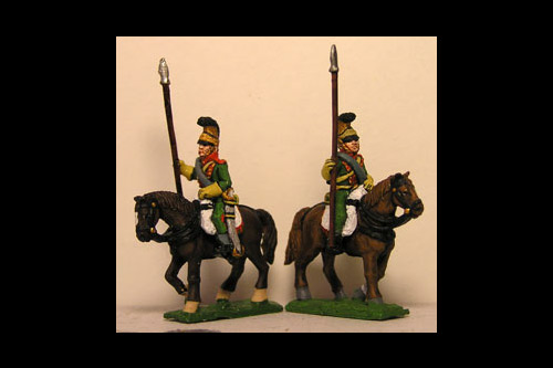 French Line Lancers in Helmet & Blanket Roll Lance upright (x4) (2 variants)