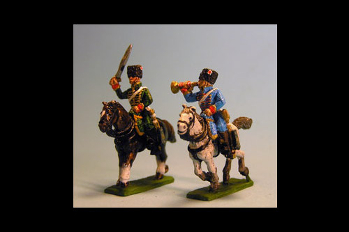 Chasseurs a Cheval de la Guard Command Campaign Dress (4 figs, 2 trumpeters & 2 Officers)