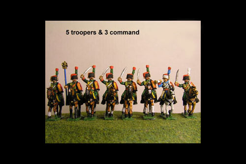 Chasseurs a Cheval de la Guard Charging Full Dress with Command 8 figs