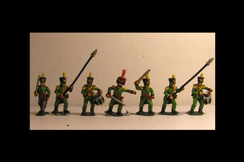 Nassau Infantry Command 2 (5 variants, of 3 officers, Standard Bearer, Drummer) 8 figs