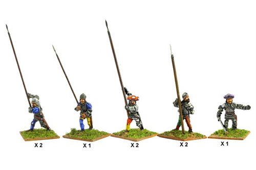 Italian Pikmen of second rank (Assorted) including one officer.