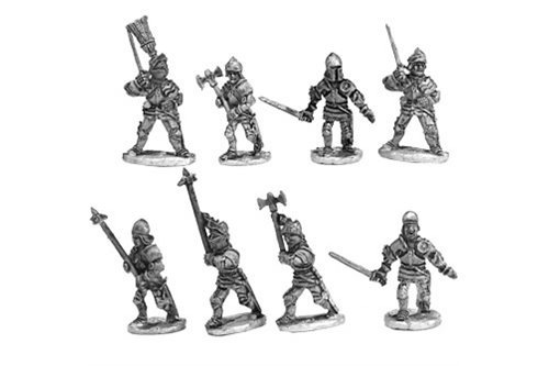 Dismounted knights in fighting (8 miniatures in 8 variants)