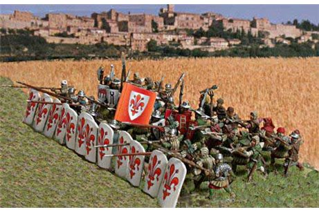 Italian Commune wars 1200 ﾖ 1320 (14 Knights, 58 infantrymen 1 Carroccio)