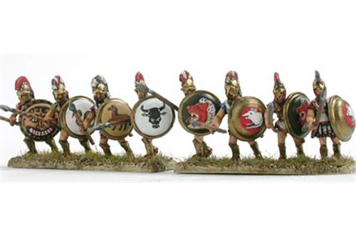 Hoplite, second rank with spear and shield, attacking (3 variants)