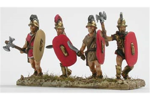 Infantry with swords and axes, attacking (4 variants)