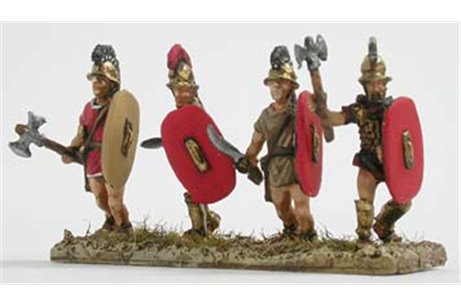 Infantry with swords and axes, attacking (4 variants)