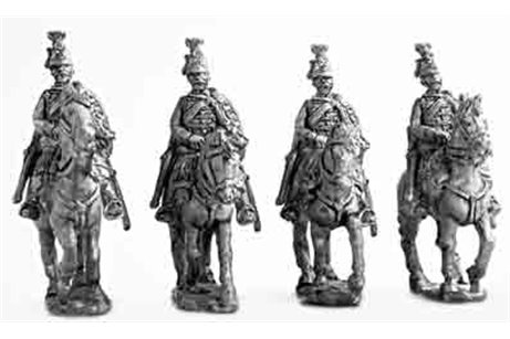 Hussars, dress uniform, walking, hands on bridles (1 variant).