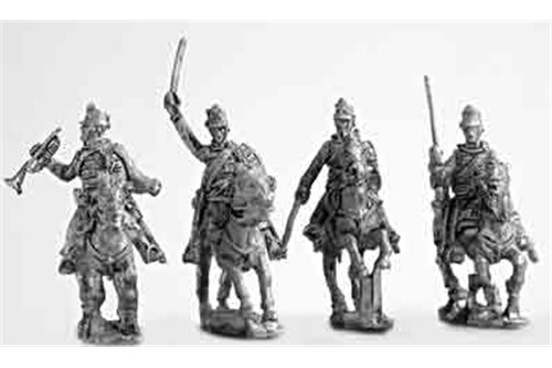 Hussar command group, charging (4 variants).