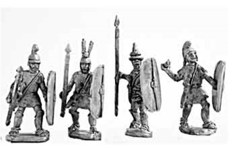 Medium spearmen (class II), armed in italian fashion, attacking (4 variants)