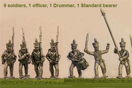 Brunswick Line Infantry Marching 12 figs with Command