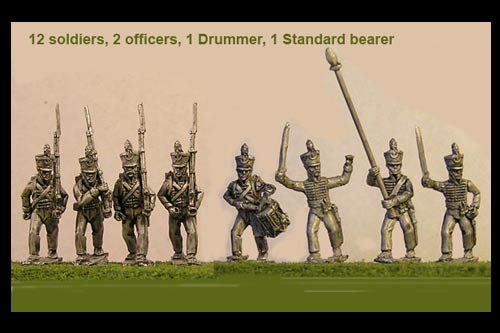 Brunswick Line Infantry Marching 12 figs with Command