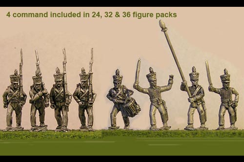 Brunswick Line Infantry Marching 12 figs with Command