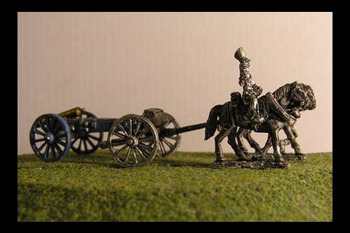 Horse artillery Limber  with 2 horses and 1 rider & 6lb Gun or your choice of caliber