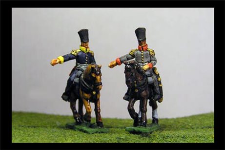 Infantry or Cavalry General in covered shako and long coat x2