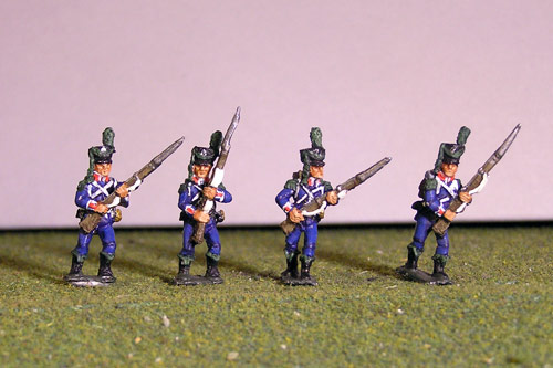 Light Infantry Advancing 1800-1807. Side plume, hussar gaiters.