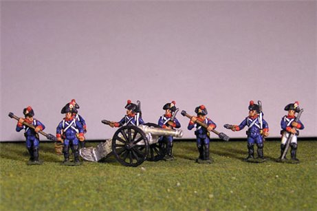 Artillery crew in bicorne and 2 x 12lb Guns