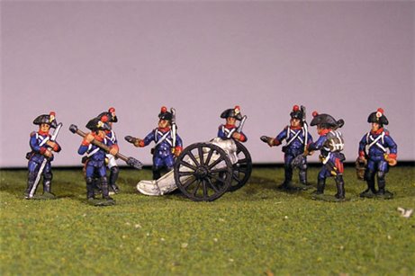 Artillery crew in bicorne and 2 x Howitzers