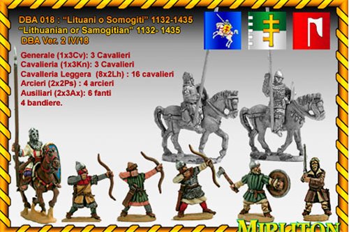 Lituanian o Samogitian ﾖ 1132 ﾖ 1435 ( 20 cavalrymen, 10 foot. 4 flags)