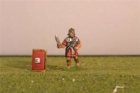 Legionary defending with Gladius including shields.