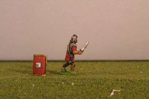 Legionary defending with Gladius including shields.