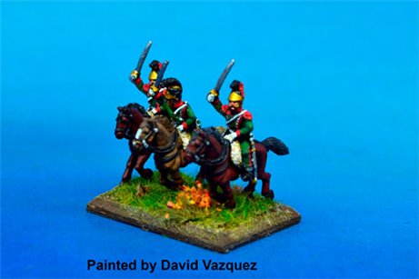 1st Chasseurs à Cheval Elite Company with plume Charging at Waterloo in Helmet x2