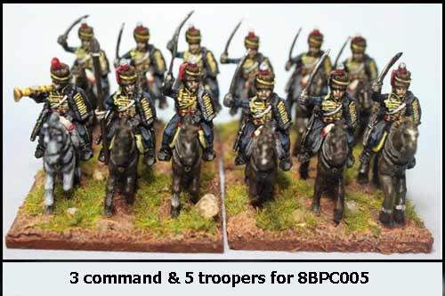 Peninsular British / KGL Hussars Charging x 8 with Command