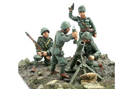 Artillerymen with field mortar.