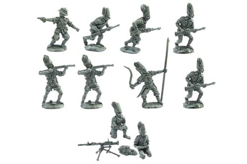 Eritrean ﾓAskarisﾔ in various positions at post Fiat Revelli model 14 machine gun (10 pieces & post).