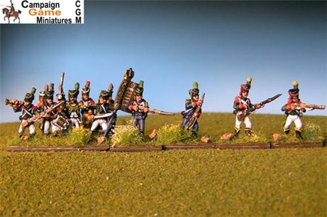 Light Infantry Firing 1800-1807. Side plume, hussar gaiters.