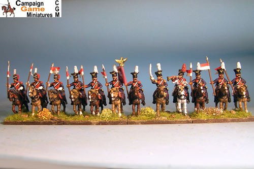 Polish Lancers  at Rest, Elites in Colpack with command