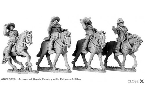 Armoured Greek Cavalry with Petasos & Pilos (random 4 of 4 designs)
