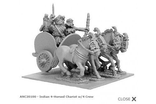 Indian 4-horsed chariot w/ 4 crew